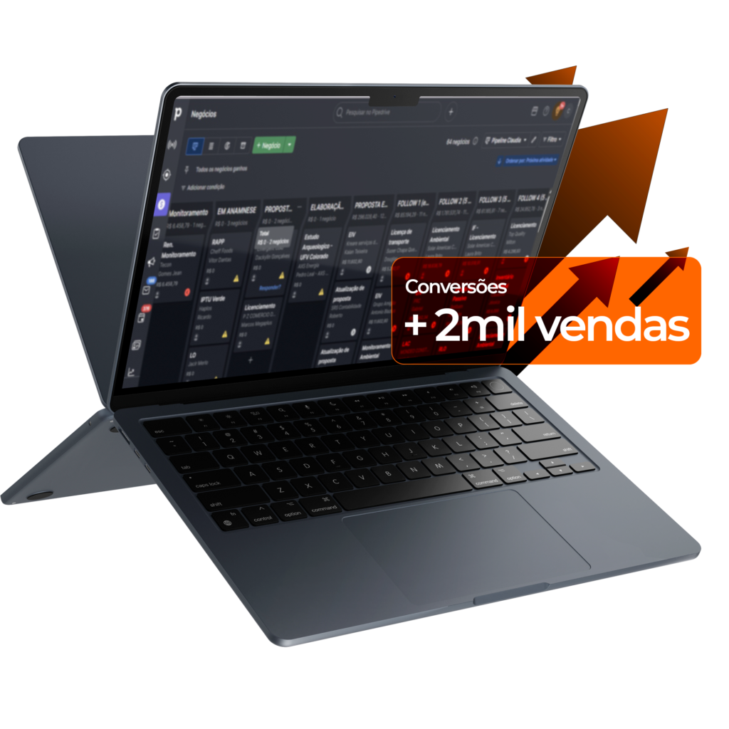 Notebook com a dashboard nossa, mostrando resultados com um retângulo mostrando qual foi o numero de vendas