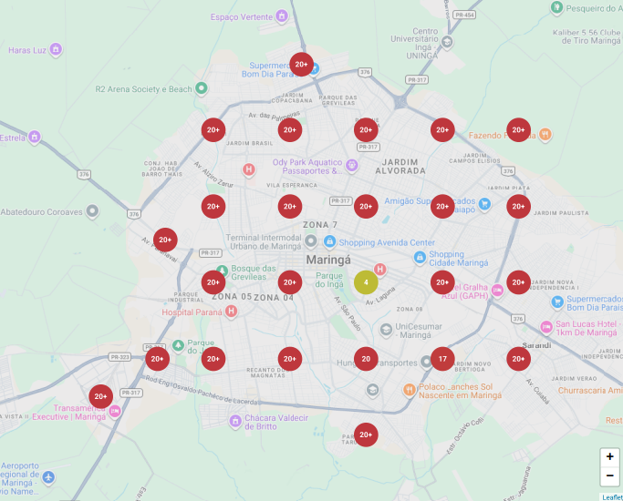 Mapa de calor - posicionamento Google Meu Negócio
